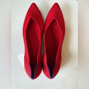 Rothys Point Knit Flats Red Pointed Toe SlipOn Removable Insole Washable 9.5W
